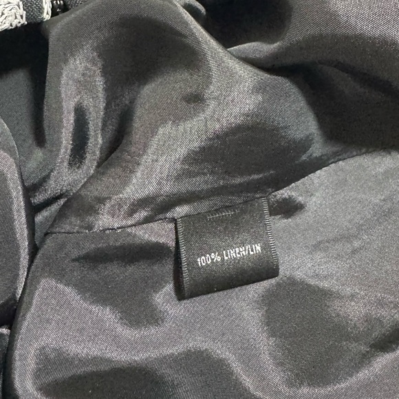 Lafayette 148 New York Size 8 Black Linen White Floral Embroidered A-Line Skirt - Picture 4 of 10